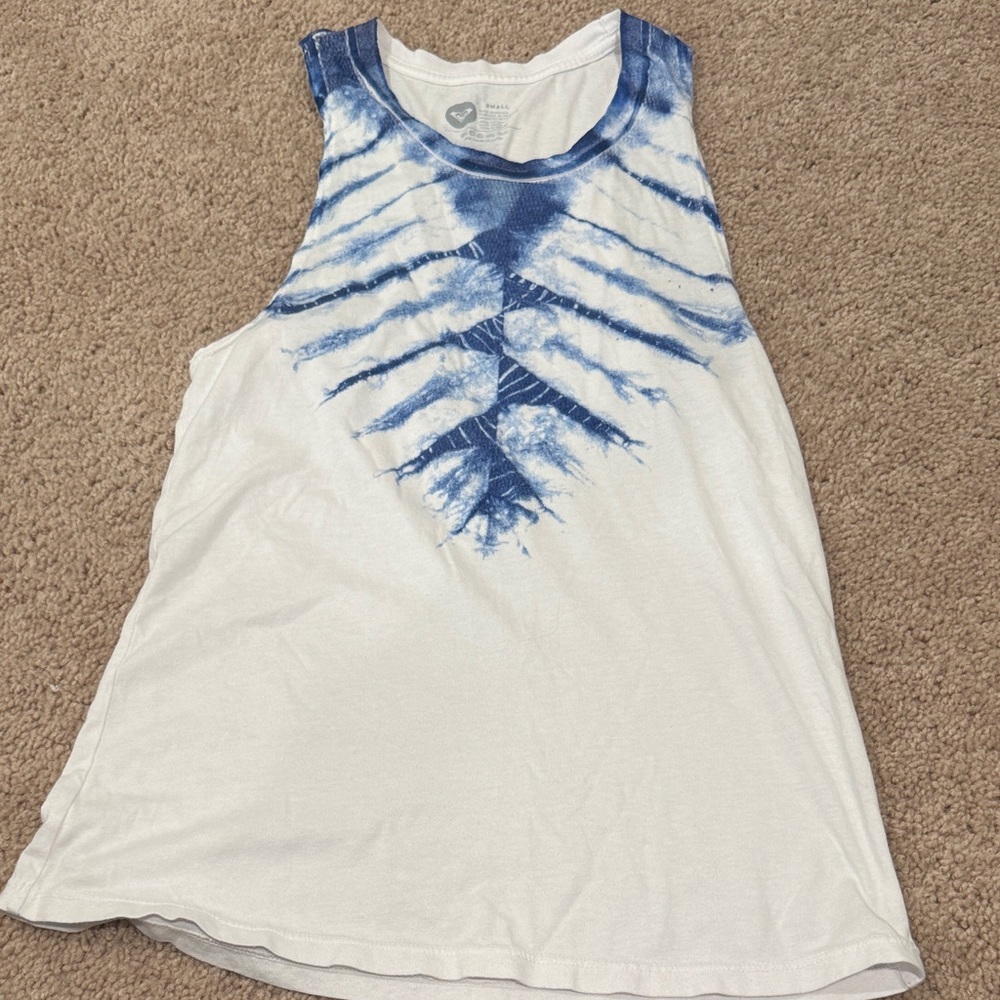 Roxy Blue and White Tie-Dye Tank Top